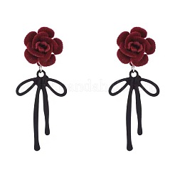 Französische Vintage-Ohrstecker mit Rosenmotiv aus Samtlegierung&nbsp;FS-WGD8096-01