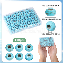 100 pièce de perles européennes turquoise synthétiques&nbsp;TURQ-PA0001-04B