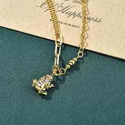 Messing Micro Pave klare Zirkonia Charm Armbänder&nbsp;BJEW-U020-19G