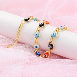 Messing-Gliederarmbänder mit bösem Blick für Frauen&nbsp;BJEW-S157-05G
