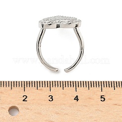 Anelli polsino in ottone con micro pavé di zirconi cubici a forma di cuore per donna&nbsp;RJEW-A069-12P-02