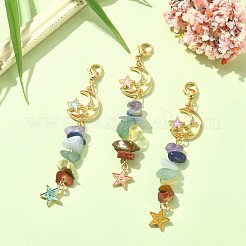 Décorations de pendentif en perles de puce de pierre précieuse naturelle chakra&nbsp;HJEW-JM01193