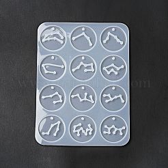 Zwölf Konstellationen runde Anhänger Silikonformen&nbsp;DIY-G073-01