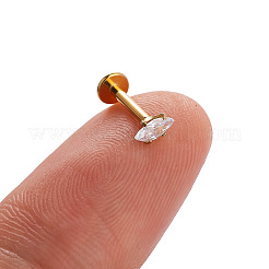 Clou de labret sans filetage en acier inoxydable 316L avec zircone cubique transparente&nbsp;WGB6B2D-05