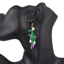 Orecchini pendenti con perline di vetro a forma di fiori e frutta&nbsp;EJEW-MZ00533-03