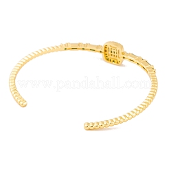 Braccialetti aperti da donna con pavé di vetro verde in ottone&nbsp;BJEW-S147-15G-C