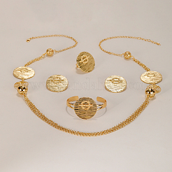 Squisito bracciale e orecchini rotondi piatti in lega di zinco e collane e anelli con nappe multistrato per le donne&nbsp;OM1652