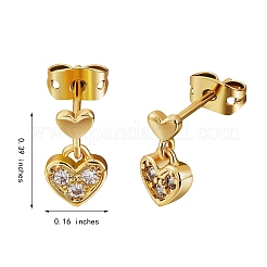 Klare Zirkonia-Herz-Ohrstecker&nbsp;EJEW-SZ0001-79