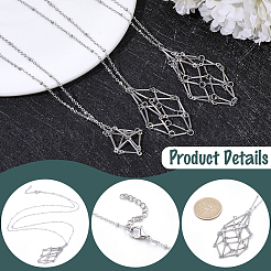 6 Stück 2 Stile Edelstahl geflochtene Kette Makramee Beutel leer Steinhalter Anhänger Halskette machen&nbsp;NJEW-SC0001-46