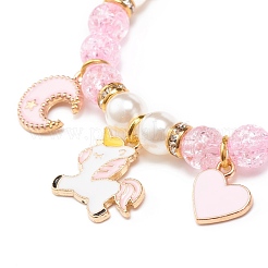 Bracelet extensible en perles d'imitation acrylique avec breloques en alliage d'émail pour femme&nbsp;BJEW-JB08447