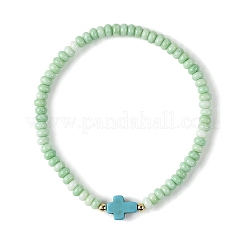 Braccialetti elasticizzati con perline a rondella in vetro tinto effetto sfumato&nbsp;BJEW-JB14345