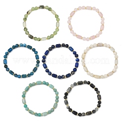 Pulseras elásticas de cuentas de latón y piedras preciosas naturales para hombres y mujeres&nbsp;BJEW-JB13826