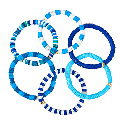 Set di bracciali elasticizzati in argilla polimerica fatti a mano con perline heishi&nbsp;BJEW-JB05902-04