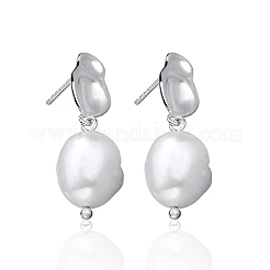 Orecchini a bottone semplici e irregolari in argento imitazione perla s925 per donna&nbsp;OH6142-2