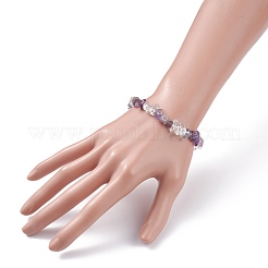 Bracelet extensible en perles de cristal d'améthyste et de quartz naturel pour femme&nbsp;BJEW-AL00003-18