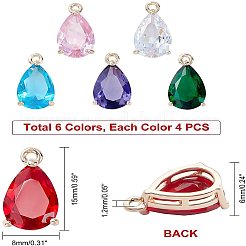 24pcs 6 Farben transparente Glasanhänger&nbsp;GLAA-PH0001-28