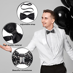 Papillon da uomo in poliestere con strass in resina regolabili&nbsp;AJEW-WH0472-01B