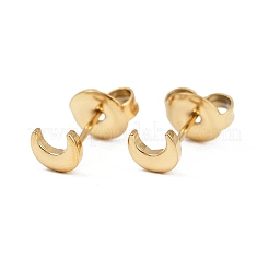 Orecchini a bottone a forma di luna in acciaio inossidabile 304&nbsp;EJEW-K268-35G