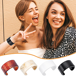 4 Stück 4 Stile zweifarbige Acryl-Armreifen für Frauen&nbsp;BJEW-UN0002-02
