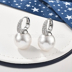 Pendientes de aro de latón con micro circonitas y cubic zirconia transparente&nbsp;EJEW-R016-03P
