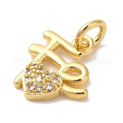 Colgantes de circonita cúbica transparente micro pavé de latón chapado en rack&nbsp;KK-L220-022G