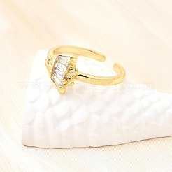 Manschettenringe aus Messing mit Mikropavé und Zirkonia im Ozean-Design für Damen&nbsp;LS-RJEW-F184-17D-G
