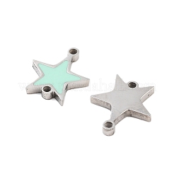 Aquamarin-Emaille-Verbindungsanhänger aus 304 Edelstahl&nbsp;STAS-Z078-14P