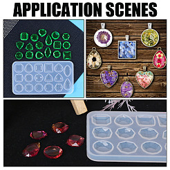 3 moule en silicone pour cabochon de pierres précieuses à facettes carrées/œil de cheval/goutte d'eau&nbsp;DIY-HY0002-70