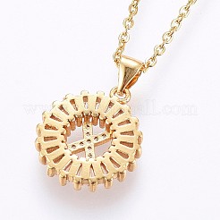 Colliers pendentifs initiaux en laiton sertis de micro-pavés de zirconiums cubiques&nbsp;NJEW-H486-30G-X