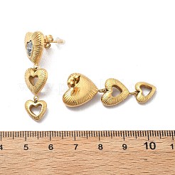 Boucles d'oreilles pendantes en forme de cœur en acier inoxydable 304 avec zircone cubique transparent&nbsp;EJEW-D319-17G