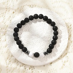 Bracelets extensibles en perles d'obsidienne naturelle&nbsp;AC1855-1