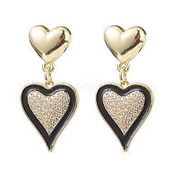 3 par de aretes colgantes de corazón de circonita cúbica transparente de 3 estilos&nbsp;EJEW-JE05082