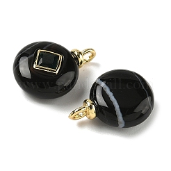 Natürliche schwarze Achatanhänger mit Bändern&nbsp;G-H328-08G-D20