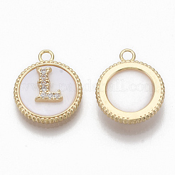 Pendentifs avec zircon cubiques à micro-pavés en laiton&nbsp;KK-T062-04L-NF