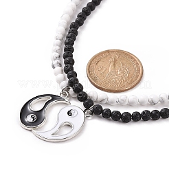 2 Stück 2-teiliges Halsketten-Set mit Emaille-Anhänger und Yin-Yang-Anhänger aus Legierung&nbsp;NJEW-JN04175-02
