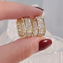 Boucles d'oreilles créoles ovales en laiton avec micro pavé de zircones cubiques&nbsp;WG8C9EE-02