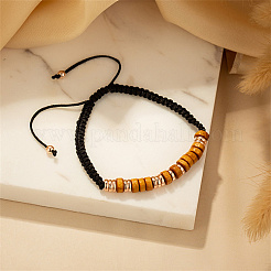 Armband aus geflochtenen Perlen aus Naturholzscheiben&nbsp;IP6266-2