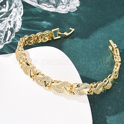 Messing-Gliederkettenarmbänder mit Mikropflaster und klarem Zirkonia für Damen&nbsp;BJEW-F530-06G