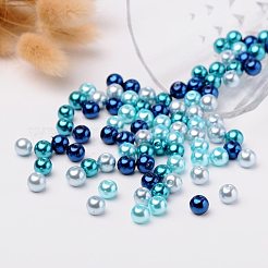Perles de perles en verre nacré de couleur bleu mélangé de 8mm pour la fabrication de bijoux&nbsp;HY-PH0006-8mm-03
