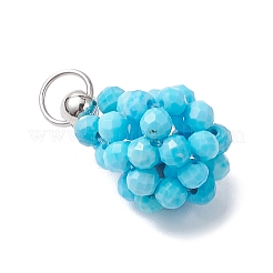 Pendenti con perline rotonde sfaccettate in magnesite naturale tinta&nbsp;PALLOY-MZ00986