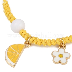 Braccialetti con ciondolo in lega smaltata a forma di fiore e limone&nbsp;BJEW-JB11696-04