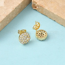 Boucles d'oreilles à tige rondes en laiton avec micro pavé de zircons cubiques transparents&nbsp;EJEW-Z144-10G