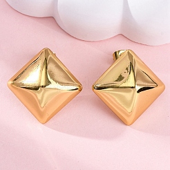Pendientes de botón de acero inoxidable 304 con forma de rombo para mujer&nbsp;EJEW-A125-74G