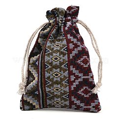 Sacs de rangement à cordon en polycoton à imprimé ethnique&nbsp;FB-CBA307F-01F