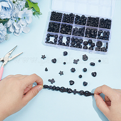 Gefärbte synthetische Türkis- und natürliche Obsidianperlen-Sets&nbsp;G-AR0006-31