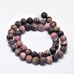 Bereift natürliche rhodonite runde Perle Stränge&nbsp;G-F266-13-8mm