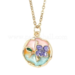 3 pz 3 stili fiore lega ciondolo smaltato 304 acciaio inossidabile catena collane per le donne&nbsp;NJEW-JN05551