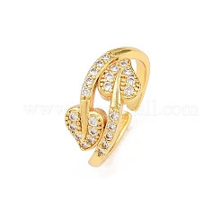 Bagues de manchette en laiton micro pavé de zircone cubique pour femmes&nbsp;RJEW-Z113-33G