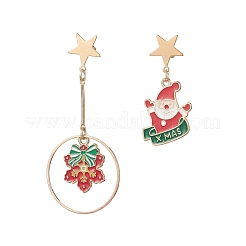 4 Paar 4 Stile Weihnachtsthema Legierung Emaille baumeln Ohrstecker&nbsp;EJEW-JE06561