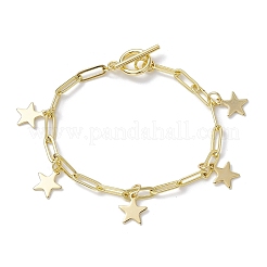 Bracciali con ciondoli in acciaio inossidabile dorato 304 con catene a graffetta in ottone&nbsp;BJEW-JB10031